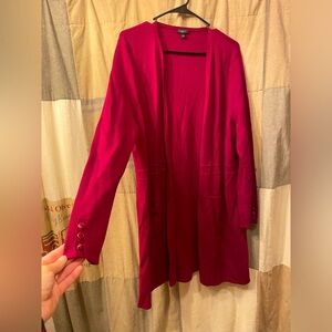 Red Open Front Cardigan with Button Detail XL